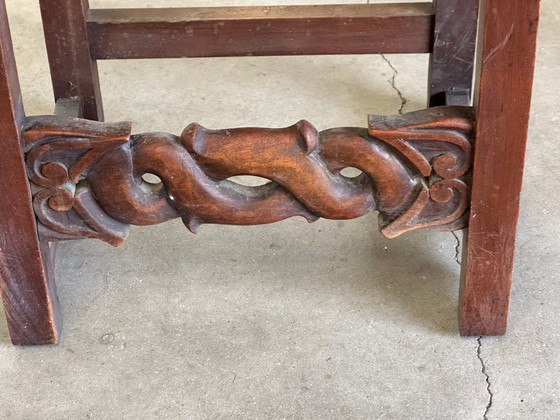 6 Alsatian carved and openwork wooden chairs - 19th century, Dining chairs, Brown (photo 12 of 15)