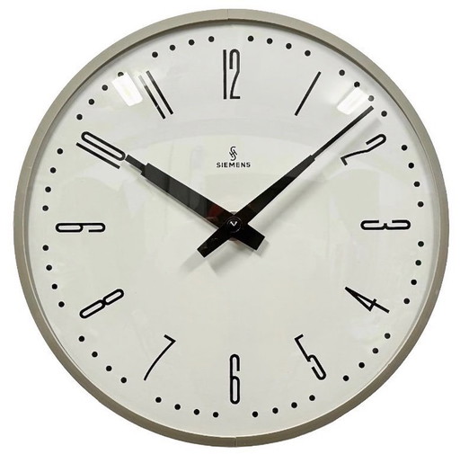 Grey Industrial Factory Wall Clock from Siemens, 1970s