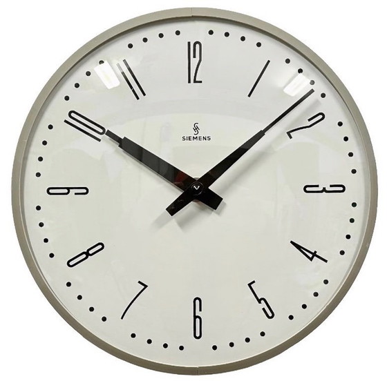 Image 1 of Grey Industrial Factory Wall Clock from Siemens, 1970s