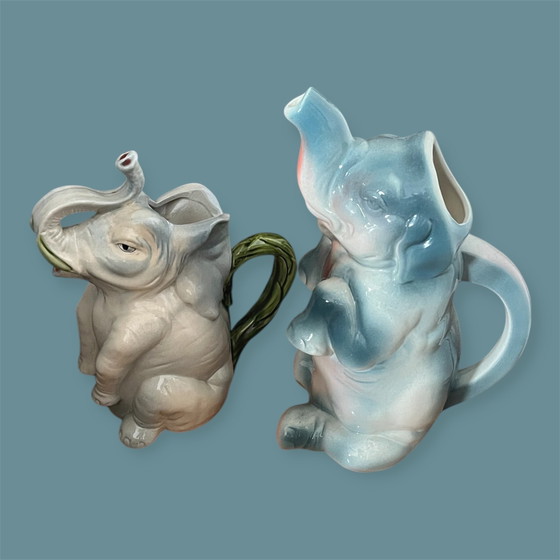 Image 1 of Antique Majolica elephant carafe izgst