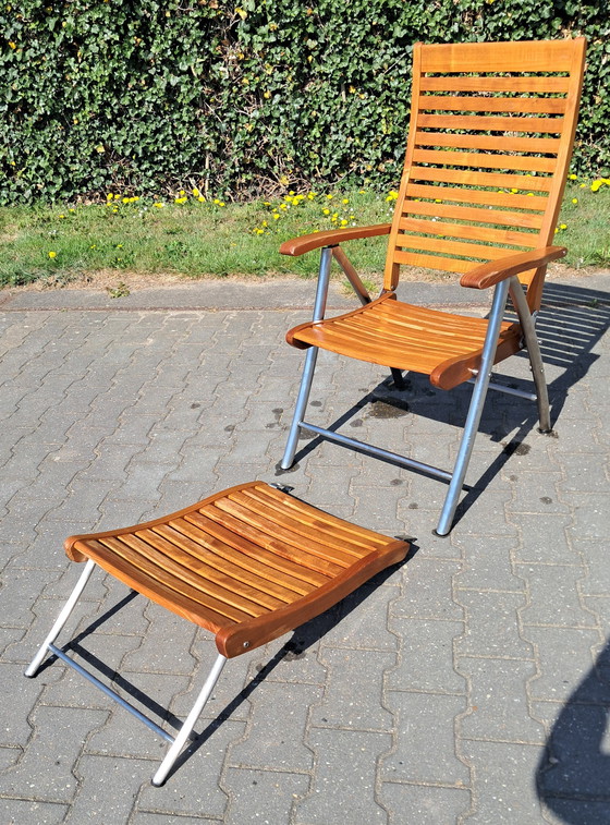 Image 1 of Stylist-Line Deckchair/Lounging Chair with Detachable Footrest and Cushion