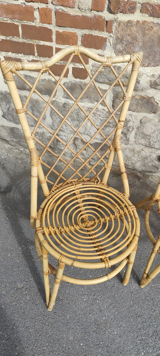 Image 1 of Set di 4 sedie in rattan Louis Sognot