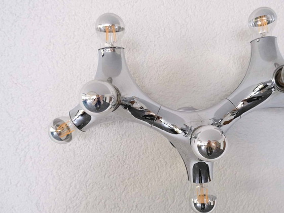 Image 1 of Lampe de plafond vintage Sputnik Gemini, style milieu du XXe siècle, par Gebrüder Cosack | Années 1970