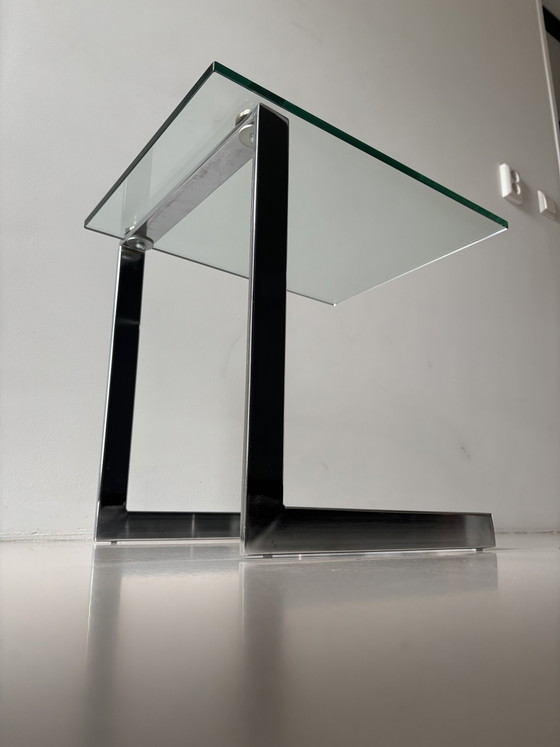 Image 1 of Postmodern “Gebra” Floating Glass Side Table German