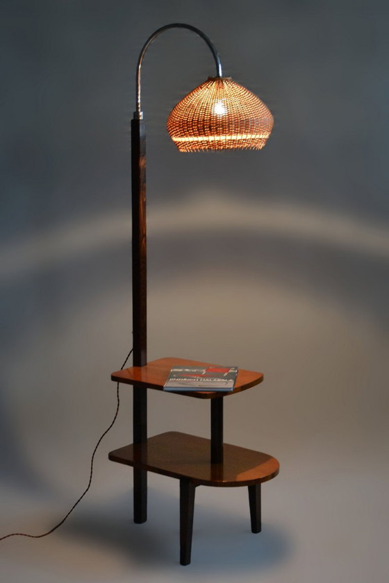 Restored Art Deco Floor Lamp, by J. Halabala for UP Závody, Walnut, Czech, 1930s – Floor lights, Wood (photo 12 of 15)