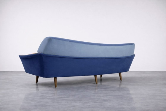 Image 1 of Vintage Mid-Century Scandinavian Modern Blue Velvet Living Room Set by Holm Fabriker AB, Set of 2, 1960s