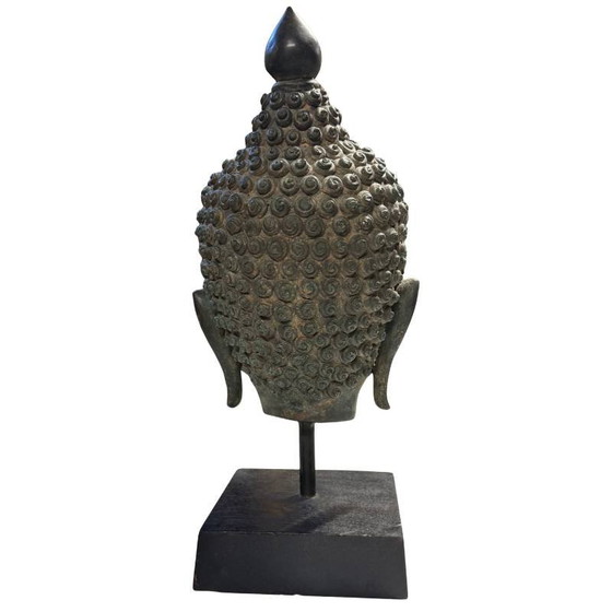 Cabeza de Buda tailandesa de bronce pesado – 39 cm – 4.3 kg Bronce de alta densidad – Estilo Sukhothai (photo 5 of 8)
