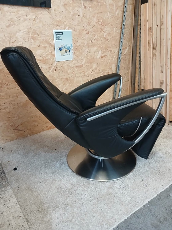 Verstellbarer Relaxsessel – Leder, Metall (photo 4 of 5)