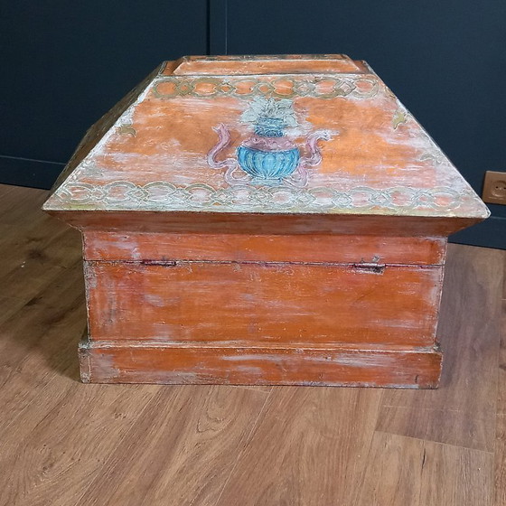 Image 1 of Cofre nupcial húngaro antiguo pintado a mano