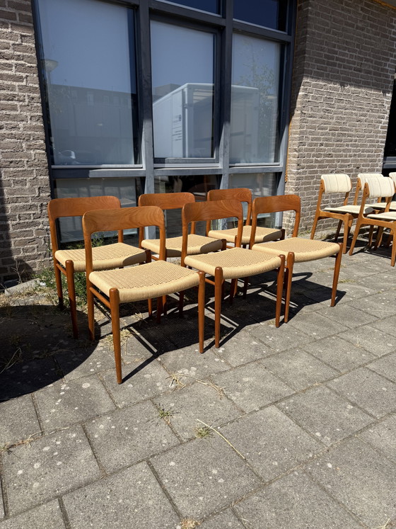 6x modèle vintage n° 75, Niels Otto Møller '60 – Chaises de salle à manger, Wood, Paper (photo 13 of 13)