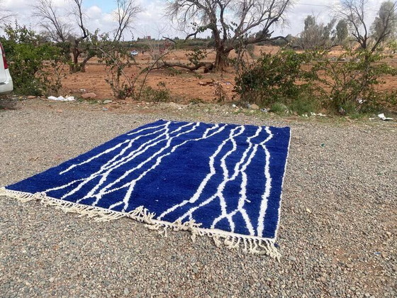 Marokkaans blauw gedecoreerd vloerkleed 200cmx300cm – Vloerkleden en tapijten, Wool, Bohemian (photo 3 of 10)