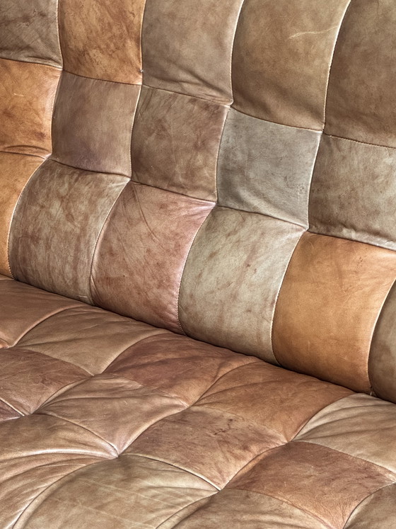 Image 1 of Canapé design vintage Ligne Roset style Togo en cuir marron