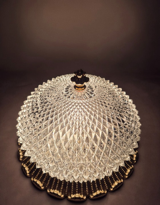 Image 1 of Glashütte Limburg Plafoniere Pressglas Vintage Ceiling Lamp Retro