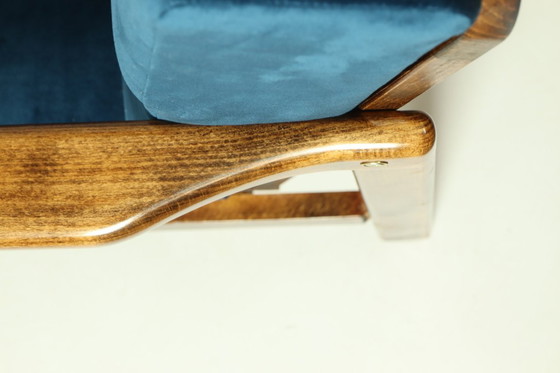 Image 1 of Vintage fauteuil blauw marin Scandinavisch ontwerp door Z.Bączyk 1965