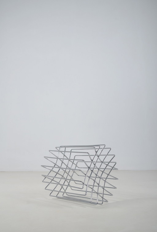 Minimalist Wire Stool In Chrome From The 1980s