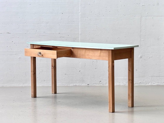 Scrivania Vintage con Piano in Resopal Verde Menta – Scrivanie, Wood (photo 11 of 16)