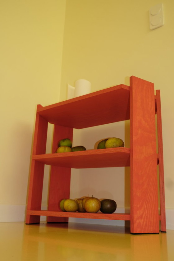 Handmade Open Bookcase / Shelving Unit – Transparent Orange Design – Wood (photo 2 of 5)