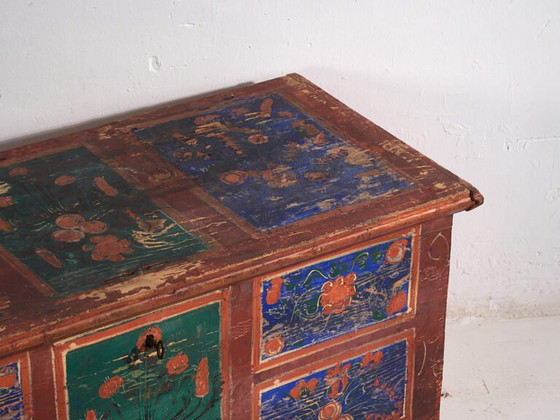 Coffre ancien peint à la main avec motifs floraux (Année 1907) #100 – Commodes (photo 18 of 40)