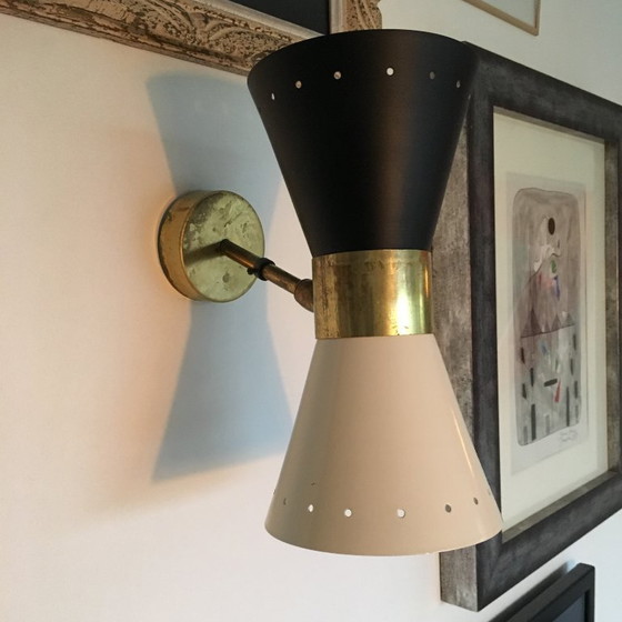 Image 1 of Pair of Italian "diabolo" wall sconces, 1950s design