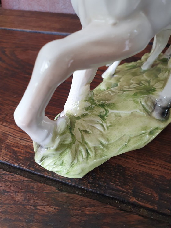 Image 1 of Figurine en céramique vintage d'une jument et de son poulain, vers 1950-1970