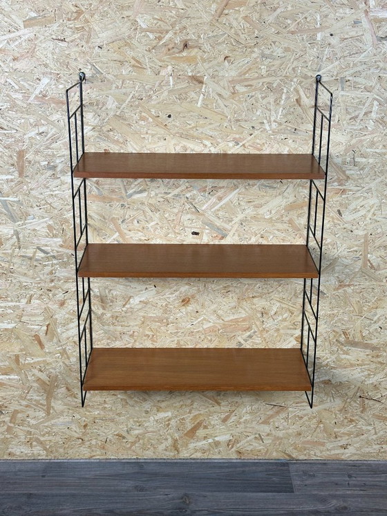Image 1 of Anni '60-'70 scaffale in teak Scaffale a muro WHB Germania Scaffale a corda Design danese