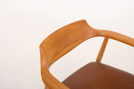Vintage fauteuil van Høng Stolefabrik, jaren 60 – Bureaustoelen, Leather, Wood, Scandinavian (photo 4 of 10)