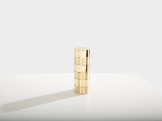 Image 1 of Gabriella Crespi brushed and polished brass box signed 1970  