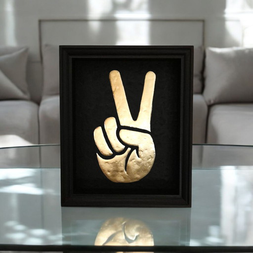 Peace Handsign 23kt Gold Plated in Frame PopArt Collection