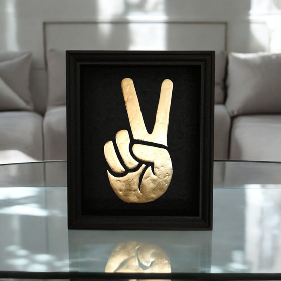 Image 1 of Peace Handsign 23kt Gold Plated in Frame PopArt Collection