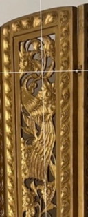 Paravent/séparateur de pièce en bois sculpté à la main, composé de 5 panneaux.
