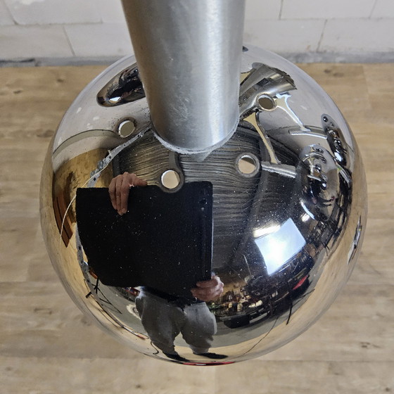 Image 1 of Grote Chromen Vintage Space Age Gaetano Sciolari hanglamp (70s) Itiliaans design (kroonluchter) bol lampen 