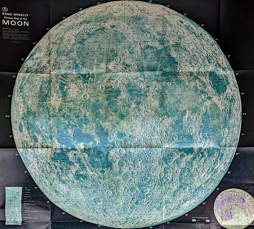 Vintage XXL Rand McNally Offizielle Mondkarte – Spezielle 3D-Ausgabe – Weltraumzeitalter der 1960er Jahre