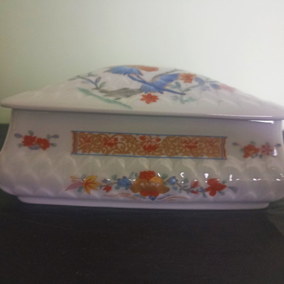 Image 1 of Limoges Bernardaud "Pondichéry sublime grande boîte à couvercle (18 cm)