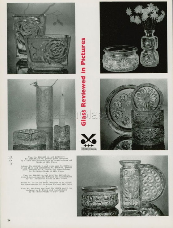 Image 1 of Schale aus Pressglas aus der Mitte des 20. Jahrhunderts: Kvety-Blumenmuster von Pavel Panek / 1973