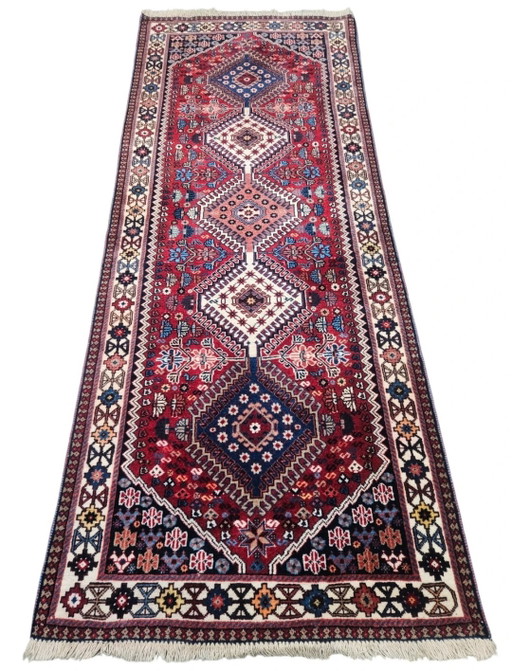 Hand-knotted Persian wool Yalameh rug runner Mint 81x193cm