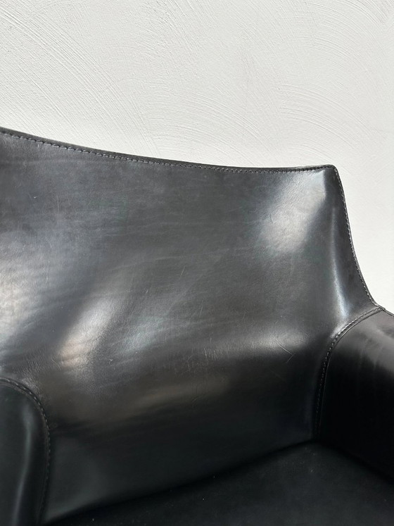 Image 1 of Ensemble de 2 fauteuils de salle à manger vintage en cuir CAB 413, conçus par Mario Bellini pour Cassina, design italien, années