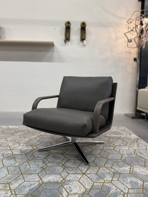Leolux Kudo swivel chair ceras Flint leather