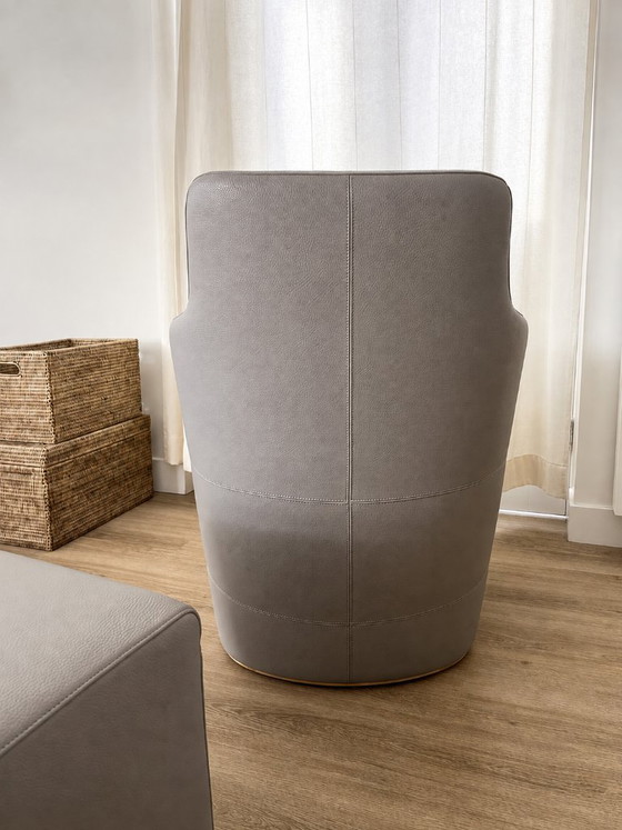 Leolux Ledersessel mit Original-Hocker – Senso Mist – Leather (photo 4 of 5)