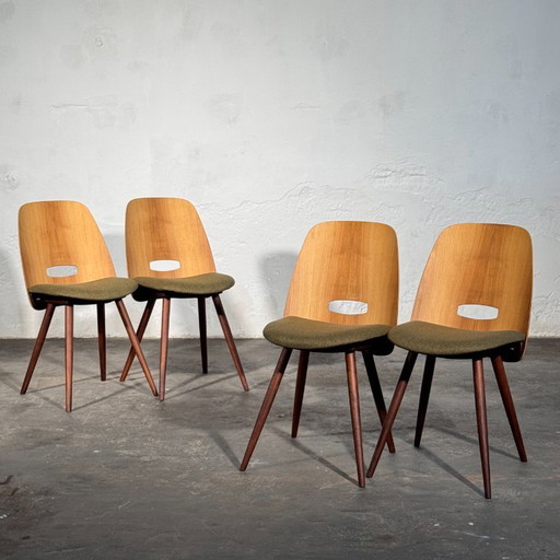 Lollipop Dining Chairs (Set of 4) by František Jirák for Tatra Nábytok, 1960s – eetkamerstoelen, Textile