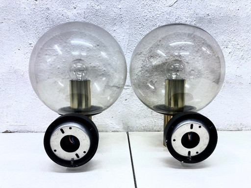 2 ball wall lamps Bega Boom Glashütte Limburg 70s design