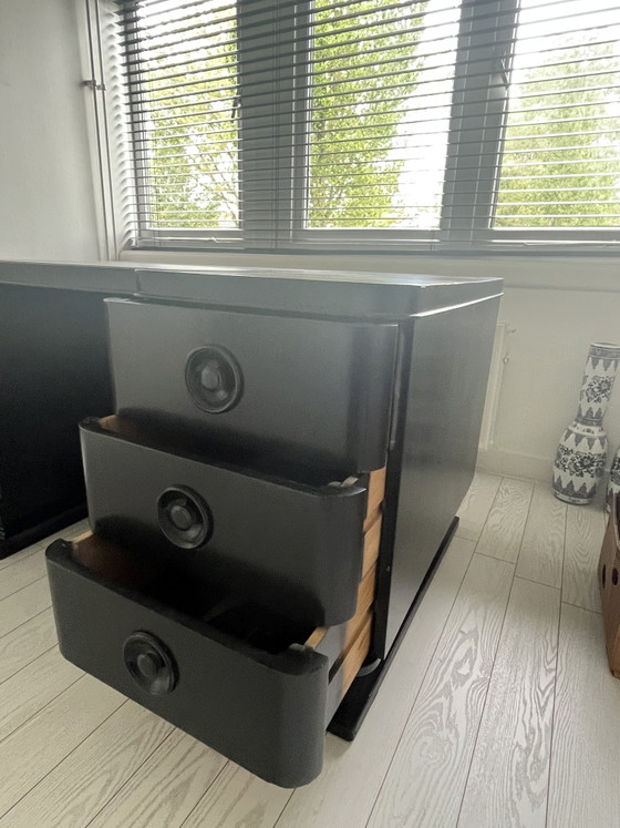 Image 1 of Eleganter Schreibtisch, Anfang des letzten Jahrhunderts, professionell schwarz lackiert