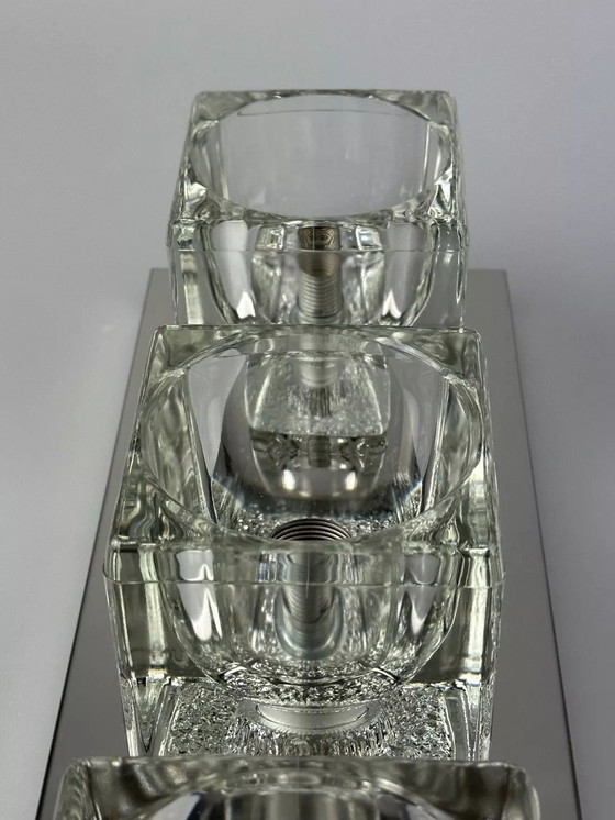Image 1 of Lampada da parete a cubo Peill &amp; Putzler anni '60 e '70, applique da parete in vetro ghiacciato, design spaziale