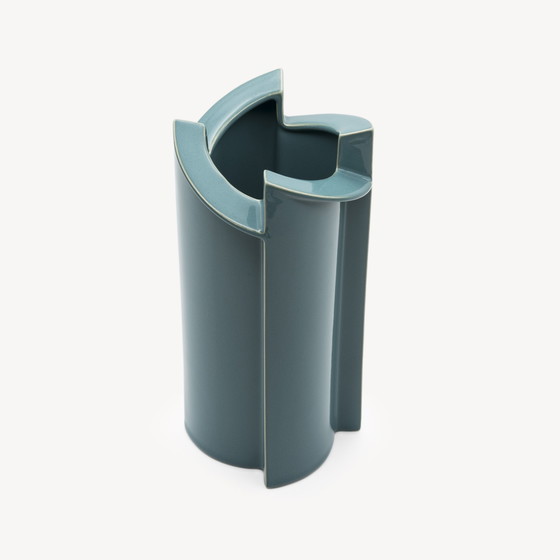 Image 1 of Jan van der Vaart pour Rosenthal Vase en porcelaine turquoise 1988