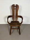 Brutalist oak De Puydt chair, Belgium 1960s