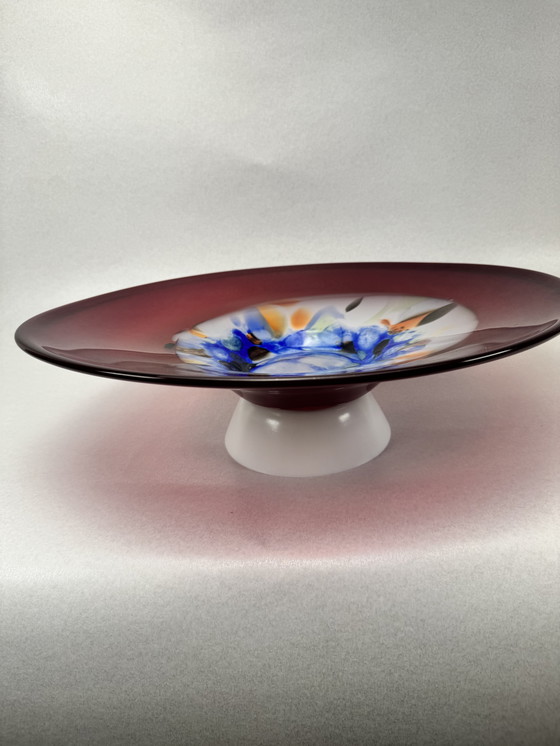 Image 1 of Bol en verre unique fait à la main dans un atelier - rouge rubis avec noyau coloré (45 cm)