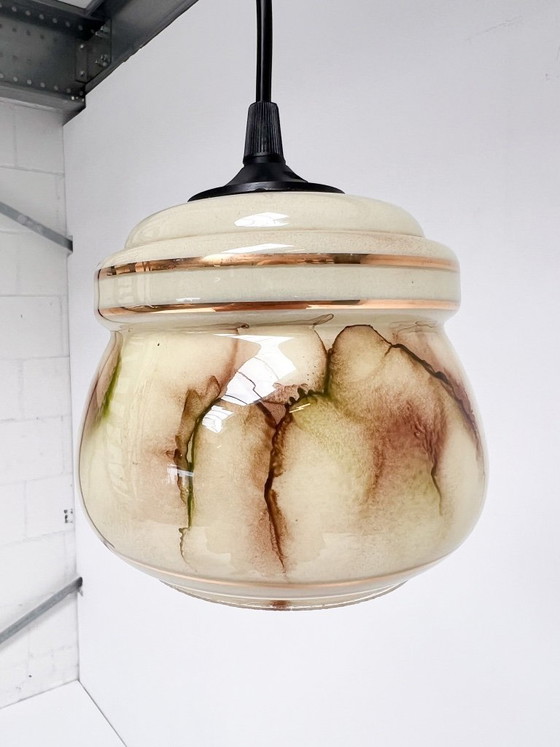 Set di 2 lampade da soffitto vintage con motivo marmorizzato, anni '60 – Lampade a sospensione, Glass (photo 8 of 9)