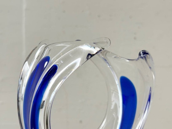 Image 1 of Vase en cristal de Murano à décor bleu, Italie, années 1970