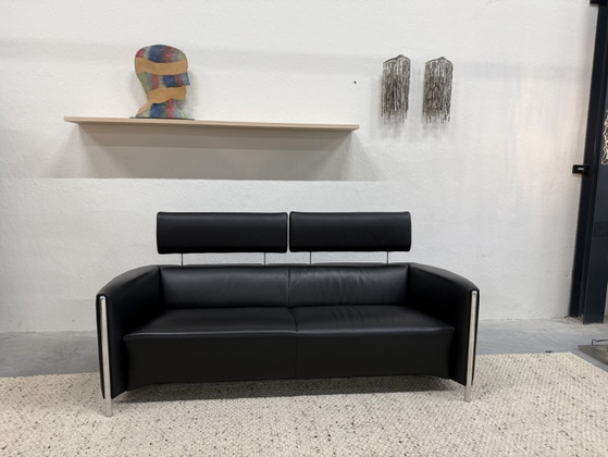 Canapé 3 places Leolux Goncharov en cuir noir – Canapés 3 places, Leather (photo 7 of 12)
