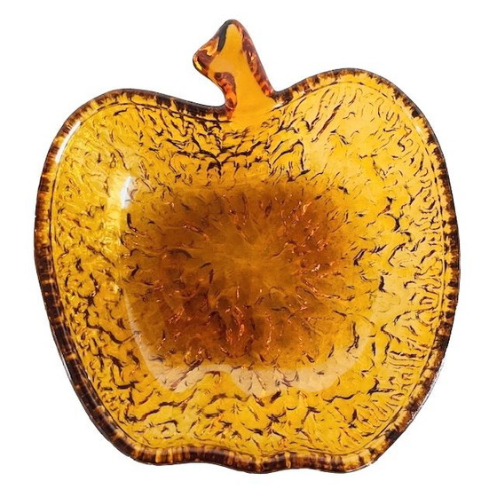 Image 1 of Set glazen appelschaaltjes amber vintage 1970's