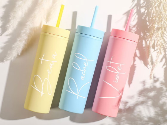 Image 1 of Personalized Tumblers with Lid and Straw,Custom Skinny Tumbler ,Bachelorette Party,Wedding Party water glass Gifts,Bridesmaid Tu